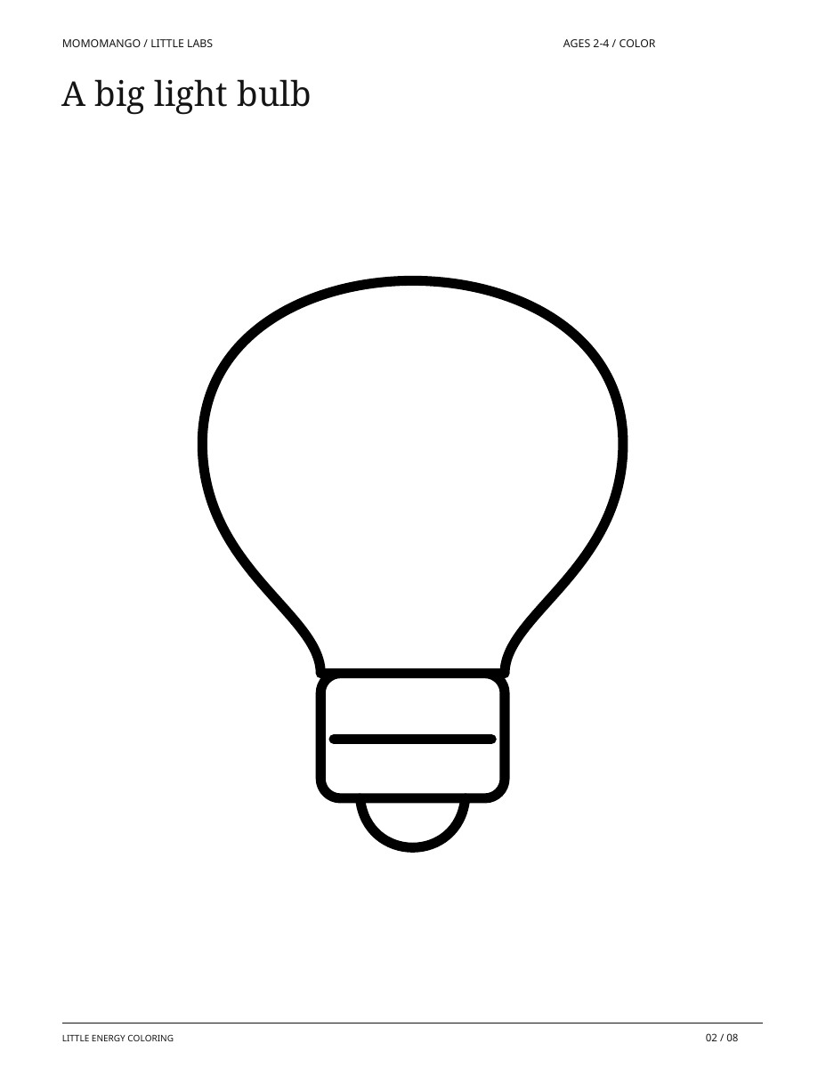 A big light bulb, ages 2-4, from Little Energy Coloring