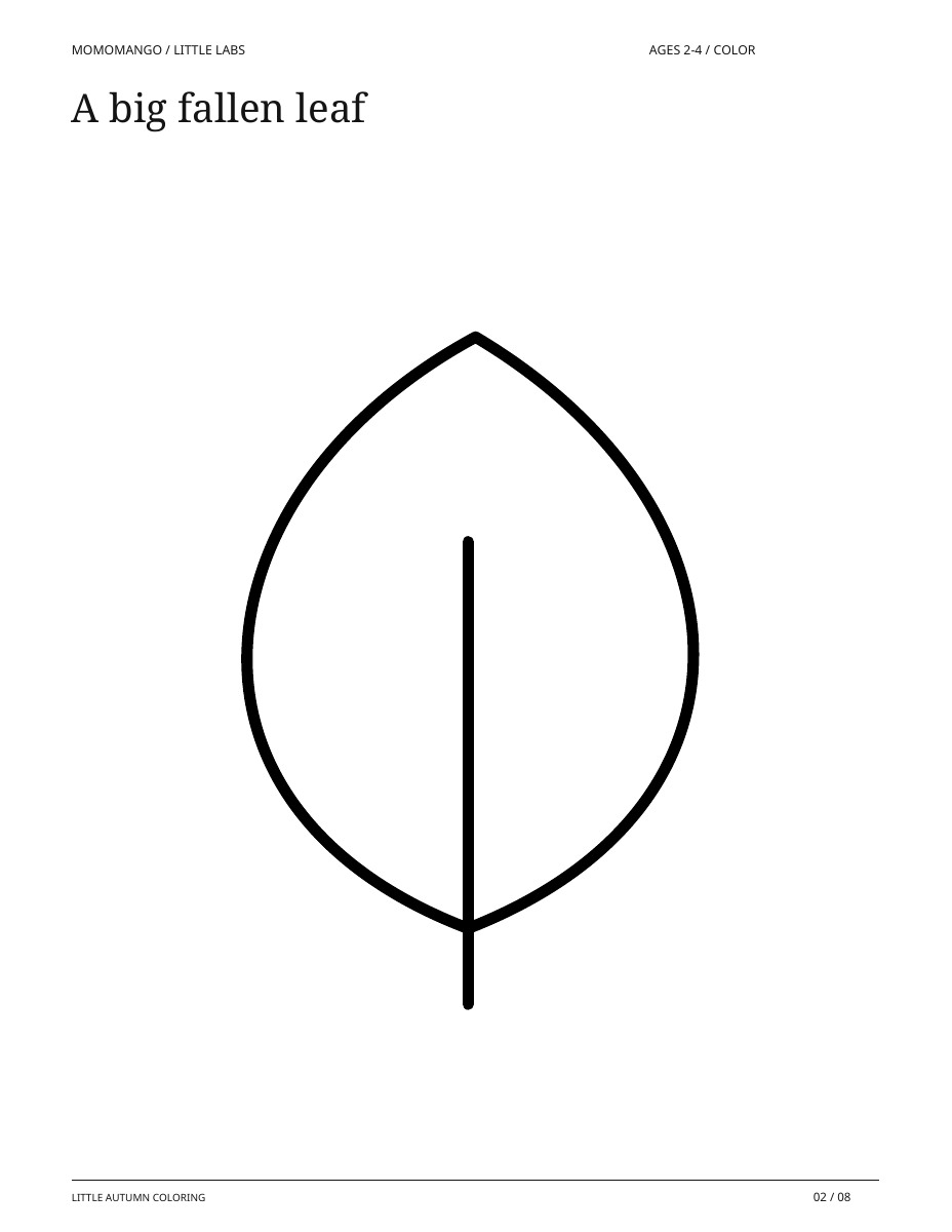 A big fallen leaf, ages 2-4, from Little Autumn Coloring