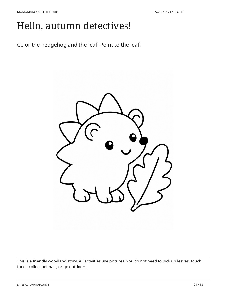 Hello, autumn detectives!, ages 4-6, from Little Autumn Explorers
