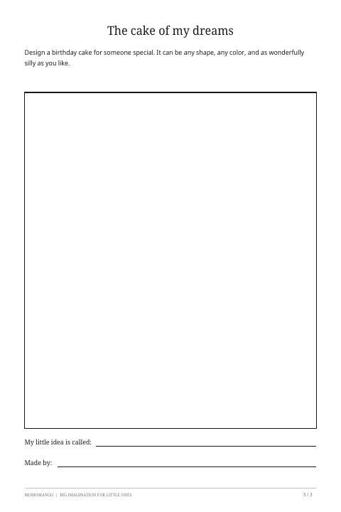 Preview of the birthday imagination drawing page