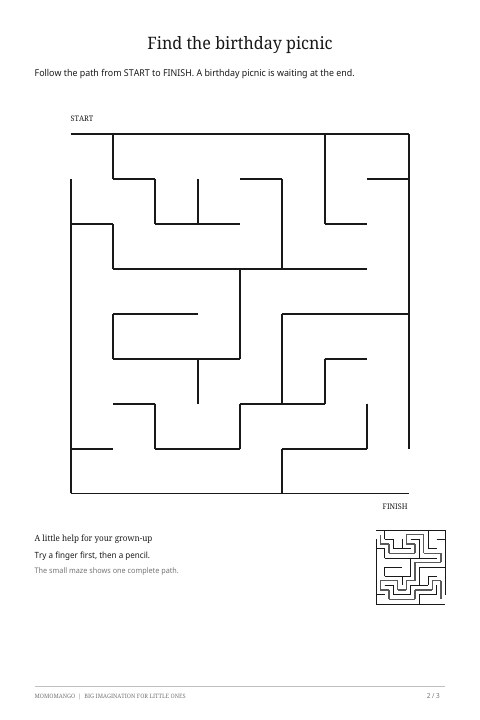 Preview of the birthday maze worksheet