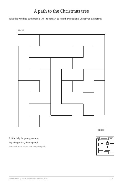 Preview of the christmas maze worksheet