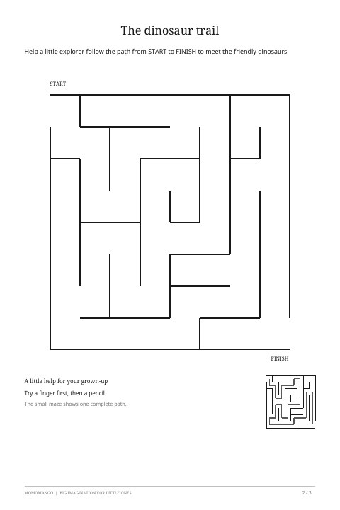Preview of the dinosaurs maze worksheet