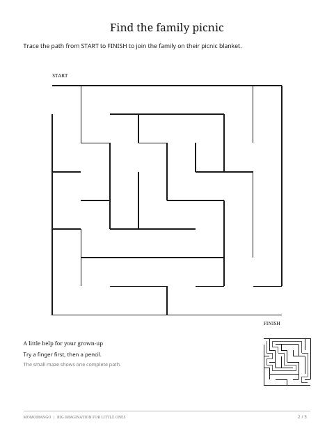 Preview of the family memories maze worksheet