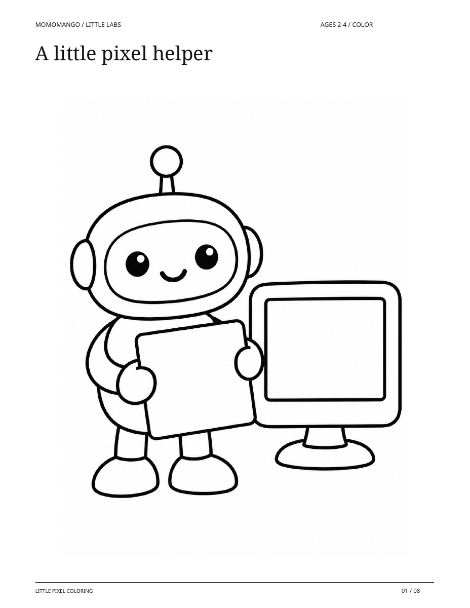 A little pixel helper, ages 2-4, from Little Pixel Coloring