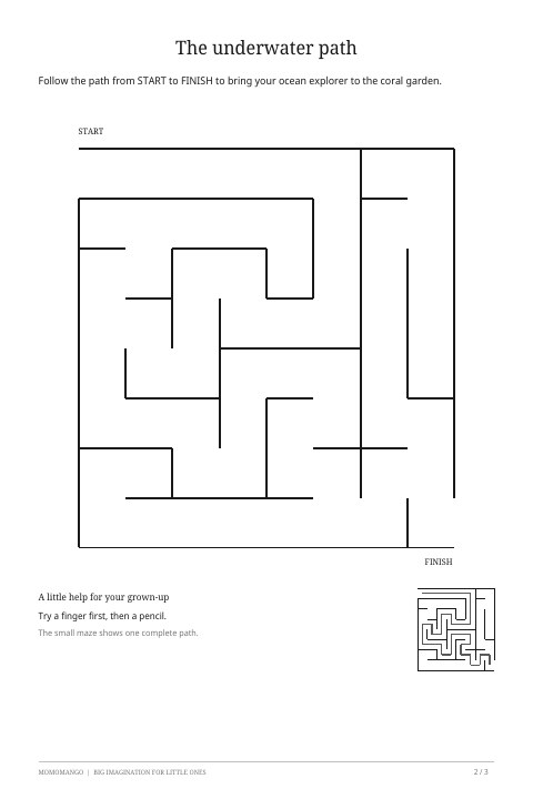 Preview of the ocean maze worksheet