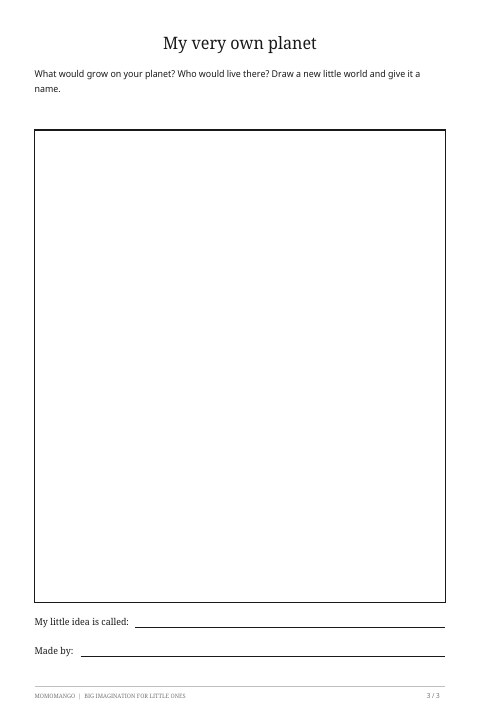 Preview of the space imagination drawing page