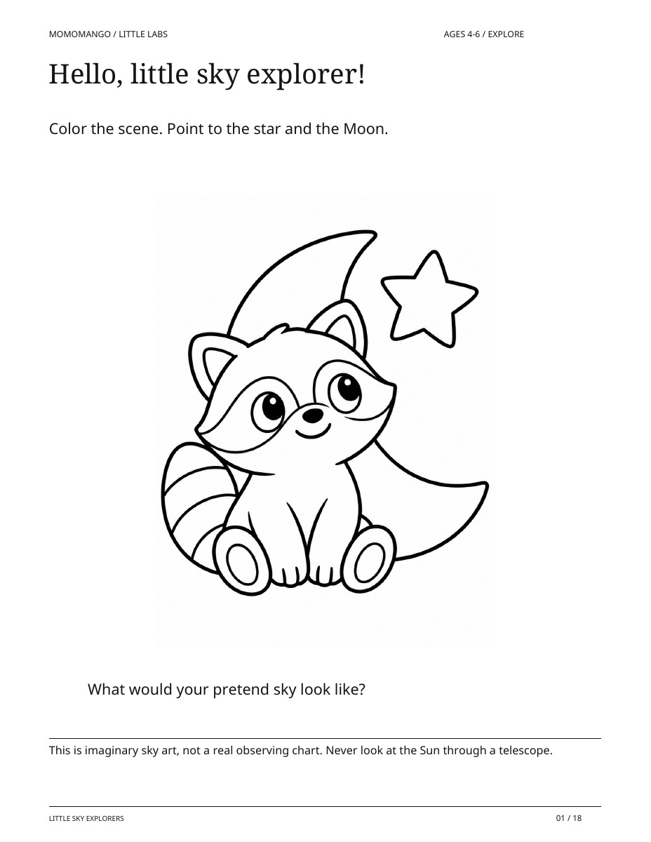 Hello, little sky explorer!, ages 4-6, from Little Sky Explorers